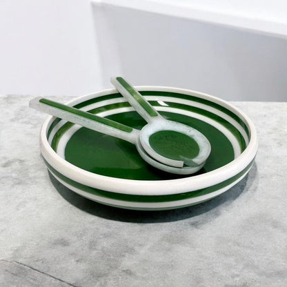 28M Porto Green & White Resin Bowl 34.5Cm