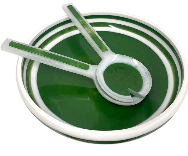 28M Porto Green & White Resin Bowl 34.5Cm