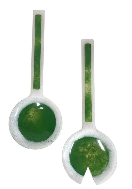 28N Porto Green & White Resin Salad Servers