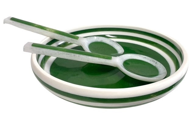 28M Porto Green & White Resin Bowl 34.5Cm