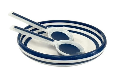28P Porto Navy & White Resin Salad Bowl 34.5Cm