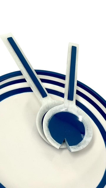 28P Porto Navy & White Resin Salad Bowl 34.5Cm