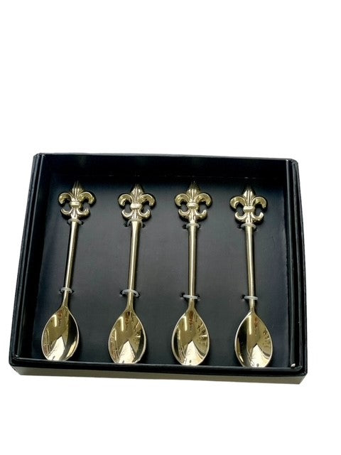 28G - Gold Fleur De Lyes Spoon Set 4