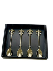28G - Gold Fleur De Lyes Spoon Set 4