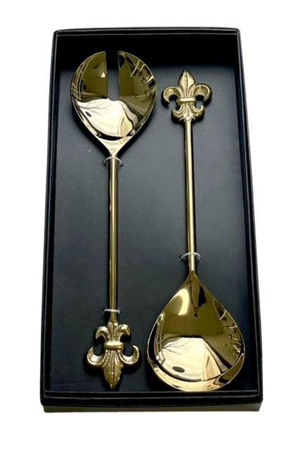 28J - Gold Fleur De Lyes Salad Servers
