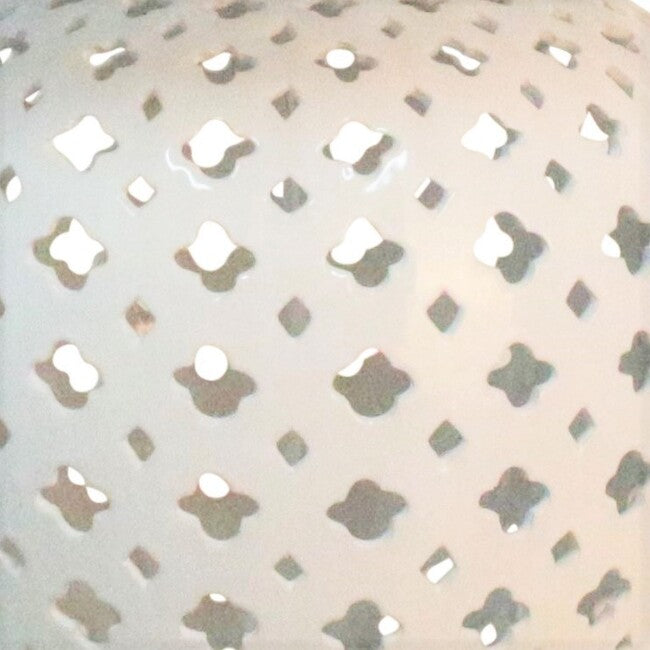 Lattice Tall White Table Lamp W/Blue Shade