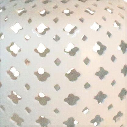 Lattice Tall White Table Lamp W/Blue Shade