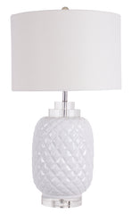 Island White Table Lamp Gloss Ceramic 68Cmh - Note Description