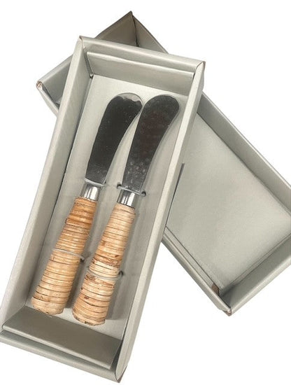 29C - Hammered S/Stl Wrap Hndl Set Of 2 Spread