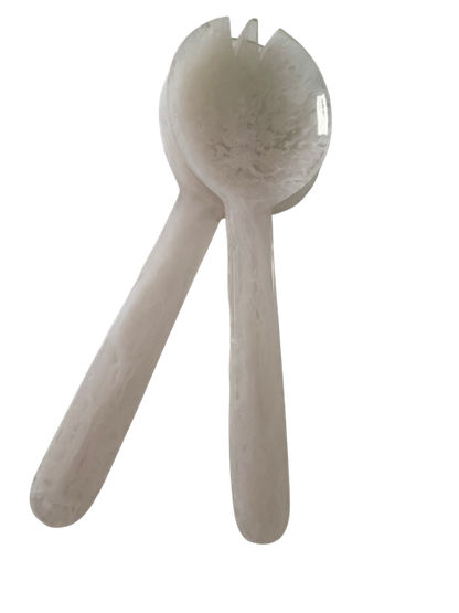 29K - Resin Salad Servers : Alabaster