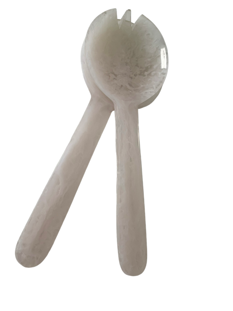 29K - Resin Salad Servers : Alabaster