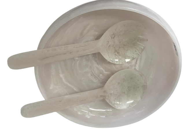29K - Resin Salad Servers : Alabaster