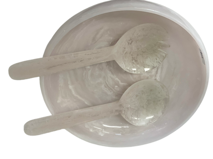 29K - Resin Salad Servers : Alabaster