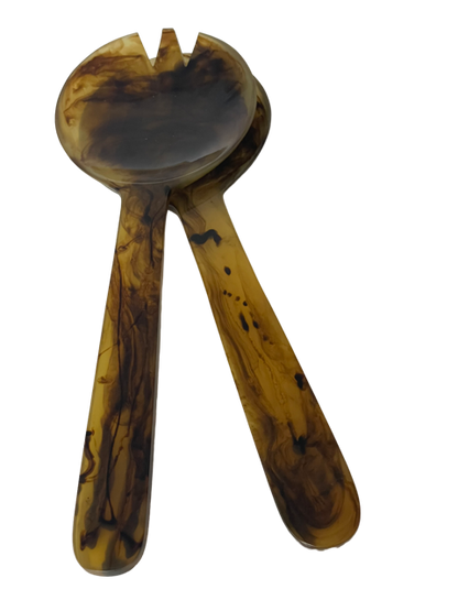 29N - Resin Salad Servers:Tortoise Shell 31X12