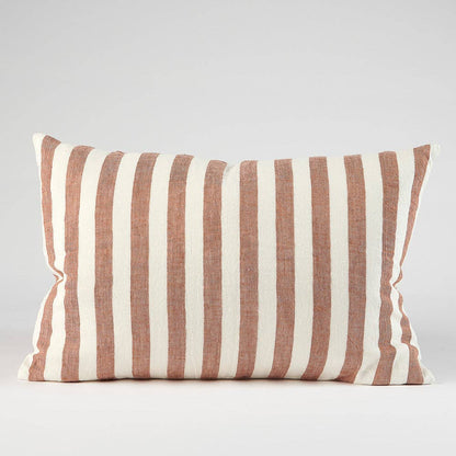 Santi Linen Cushion - White/Nutmeg Stripe