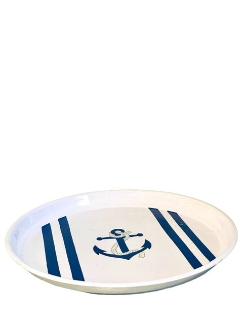 300P - Anchor /Stripe Round Serving Tray 33Cmx4