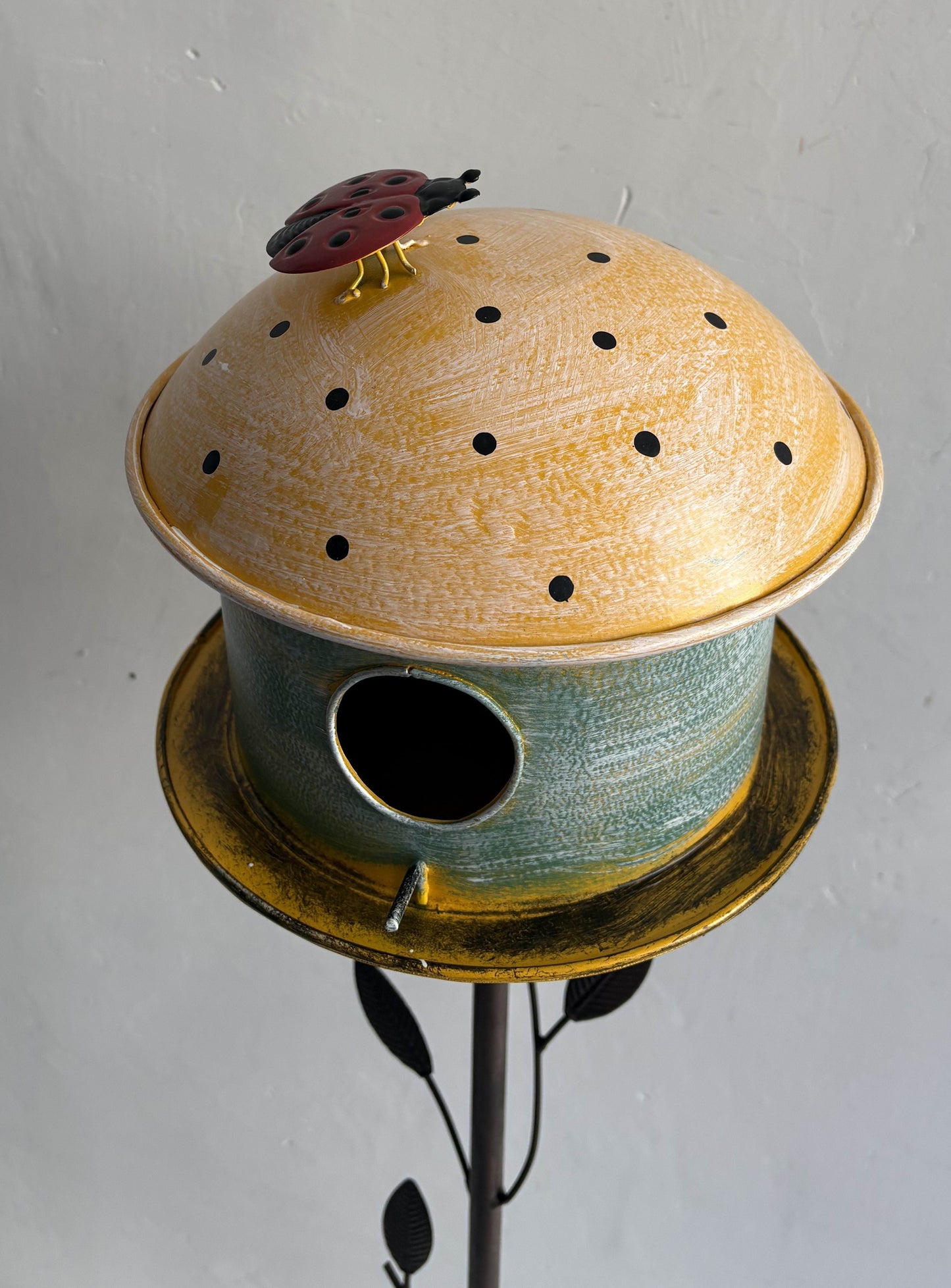 Birdhouse w/Leaf on Leafy Garden Stake 21.5x21.5x109cm