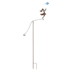 Girl w/Blue Kite Spinner/Balancing Garden Stake 72.5x10x170cm