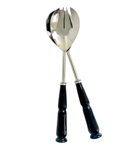 31H Black Glossy Enamel Salad Servers