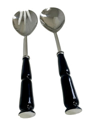 31H Black Glossy Enamel Salad Servers