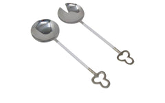31G - Salad Servers White/Clubs Design