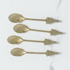 31Q - Xmas Tree Spoon Set 4 - Black Gift Box