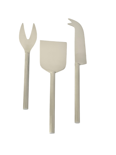 31T - Set 3 Silver Ribbed Cheese Set