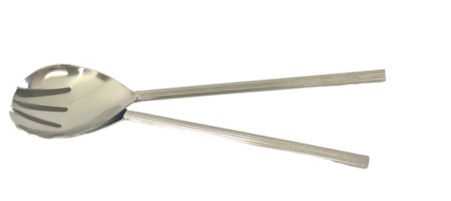 31U - Silver Ribbed Salad Servers