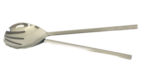 31U - Silver Ribbed Salad Servers