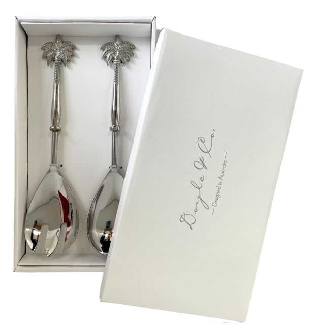 32S - Set 2 Palm Tree Salad Server Set