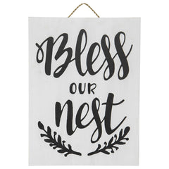 Handmade Wooden 'Bless Our Nest' Sign Wall Art