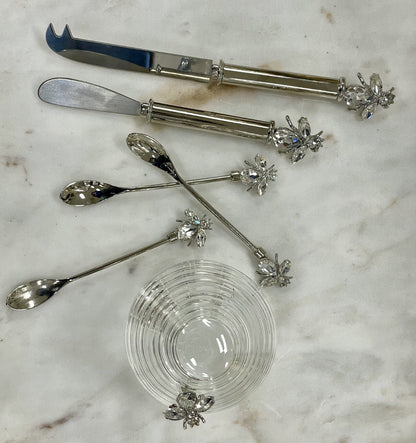 33C - Nckl Crystal Bee Spoon:Set 6 ($4Each)