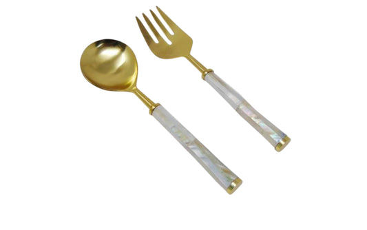 33J - Salad Servers Gold / Mother Of Pearl - Last 3 Sets Left !