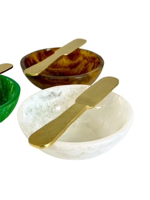 34A - Alabaster Resin Dip Bowl W/Knife