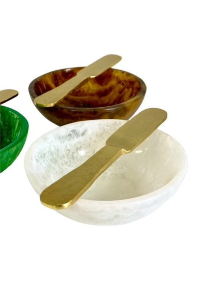 34A - Alabaster Resin Dip Bowl W/Knife