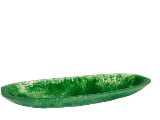34D - Vivid Green Resin Boat Dish 47 X 18.5Cm
