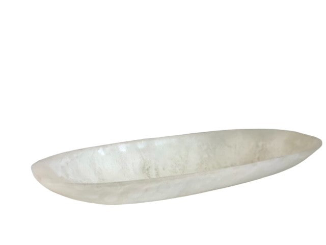 34E - Alabaster Resin Boat Dish 47X18.5Cm