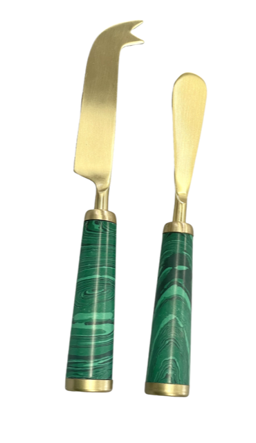 34N - Marble Set 2 Green & Gold Cheese Set