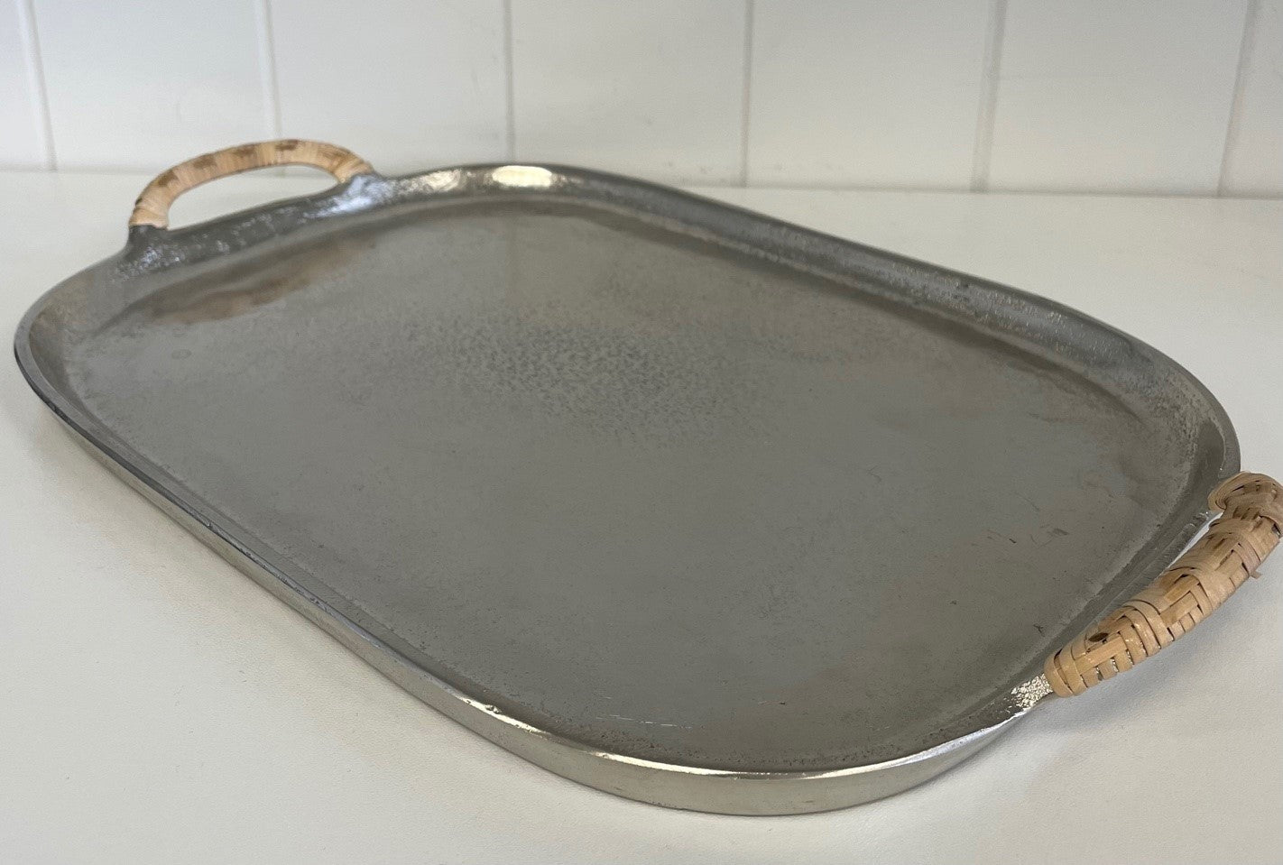 360B - Tray Alumn Natural W/ Handles Large 38X25 -  Last 3