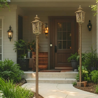 Vintage Style Garden Lantern Candle-Holder Stake 10.5x10.5x120cm