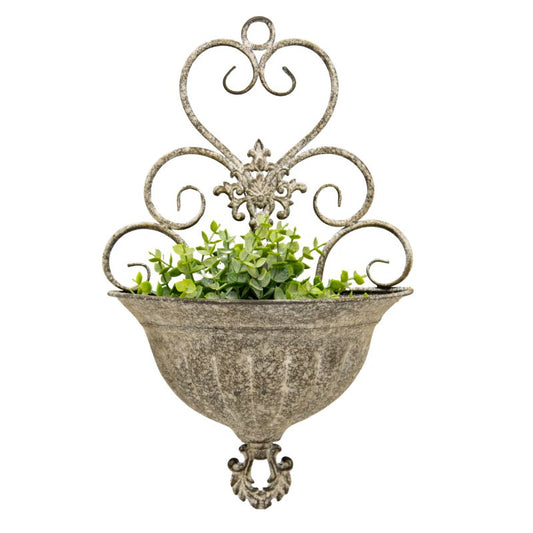 Classic Hanging Wall Planter w/Fleur-de-lis 25x11.5x41cm
