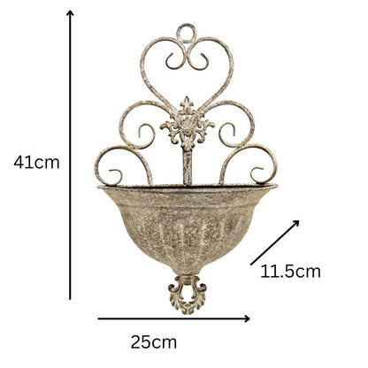 Classic Hanging Wall Planter w/Fleur-de-lis 25x11.5x41cm