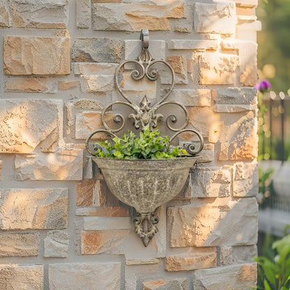 Classic Hanging Wall Planter w/Fleur-de-lis 25x11.5x41cm