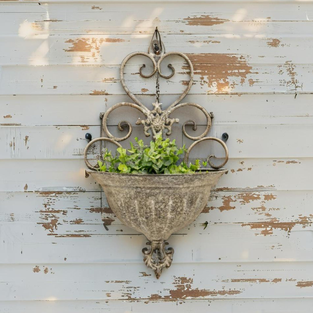 Classic Hanging Wall Planter w/Fleur-de-lis 25x11.5x41cm