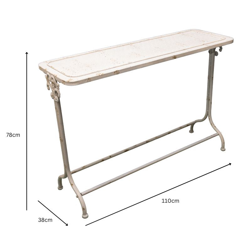 Distressed Finish French Provincial metal Console Table 110x35x78cm
