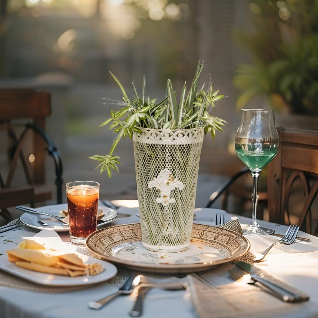 French Provinicial Dry-Flower Vase w/Fleur-de-lis 18x18x33.5cm