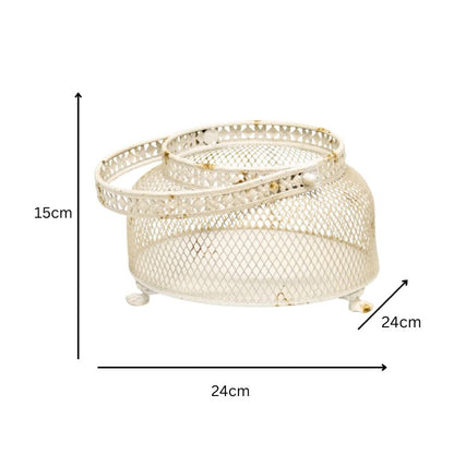 French Provincial Footed Candleholder/bowl w/Fleur-de-Lis 24X24X15cm