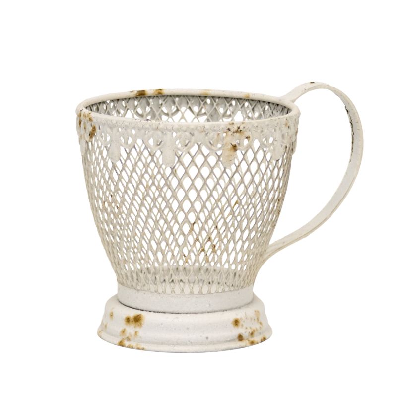 French Provincial 'Teacup' Candleholder/Plnater w/fleur -de-lis 17x12x13cm