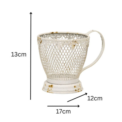 French Provincial 'Teacup' Candleholder/Plnater w/fleur -de-lis 17x12x13cm