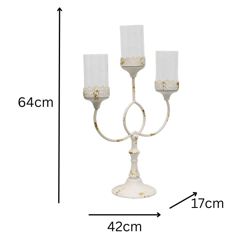 French Provincial 3-Pillar Candelabra Centerpiece 42x17x64cm